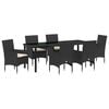 vidaXL Conjunto de Comedor de Jard&iacute;n 7 uds. Negro rat&aacute;n sint&eacute;tico