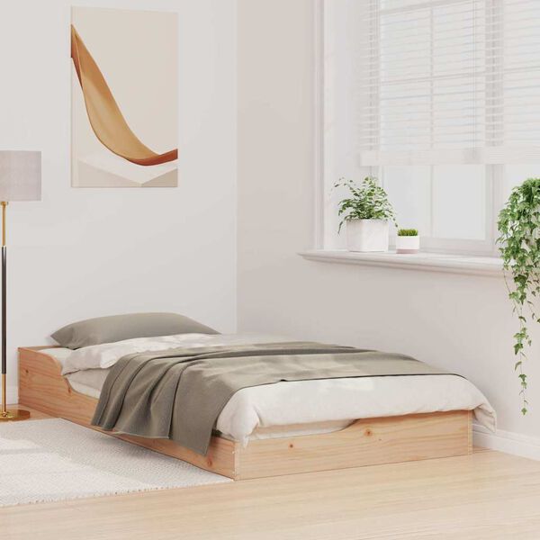 vidaXL Estructura de cama Marr&oacute;n 90 x 190 cm Madera de pino macizo