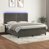 vidaXL Cama box spring colch&oacute;n y LED terciopelo gris oscuro 160x200 cm