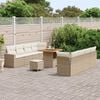 vidaXL Conjunto de sof&aacute;s de jard&iacute;n 11 pcs Beige rat&aacute;n sint&eacute;tico