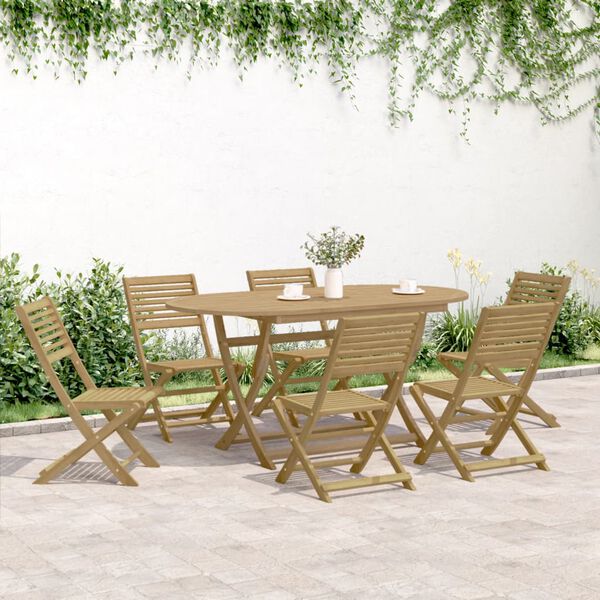 vidaXL Juego de comedor para jard&iacute;n 7 piezas madera maciza acacia