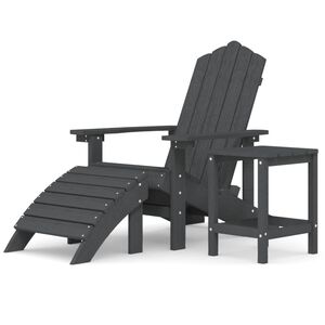 vidaXL Silla de jard&iacute;n Adirondack reposapi&eacute;s mesa HDPE gris antracita