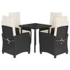 vidaXL Set de muebles jard&iacute;n 5 pzas con cojines rat&aacute;n sint&eacute;tico negro