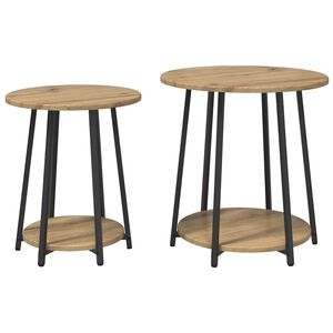 vidaXL Conjunto de mesas auxiliares 2 uds. Roble Artisan y Negro