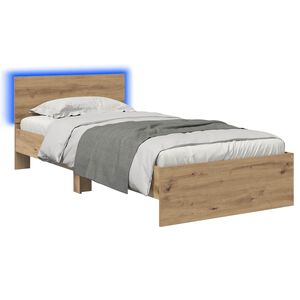 vidaXL Estructura de Cama con LED Roble Artesanal 80 x 200 cm