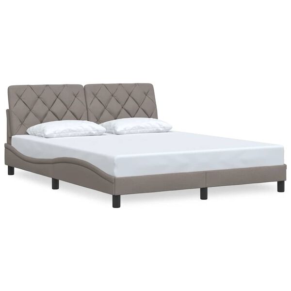 vidaXL Estructura de cama sin colch&oacute;n tela gris taupe 160x200 cm