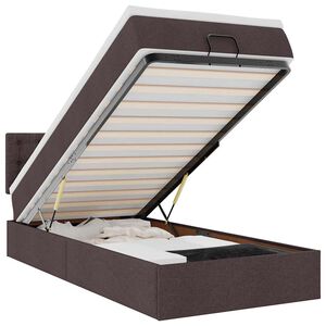 vidaXL Cama otomana con colch&oacute;n y LED tela marr&oacute;n oscuro 90x200 cm