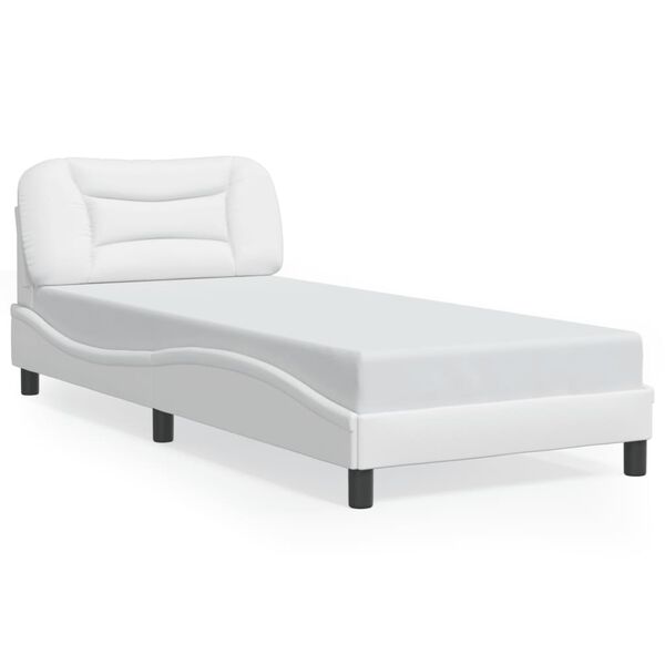 vidaXL Estructura de cama sin colchón Hvar cuero sintético blanco 90x190 cm