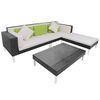 vidaXL Set de muebles de jard&iacute;n 4 pzas y cojines rat&aacute;n sint&eacute;tico negro