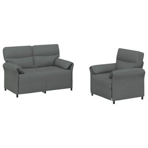 vidaXL Juego de Sof&aacute; 2 uds. Gris oscuro Tela