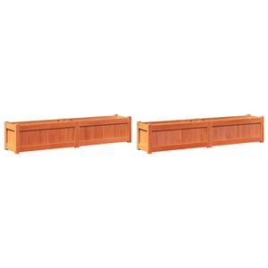 vidaXL Jardineras de exterior 2 uds madera maciza de pino marr&oacute;n cera
