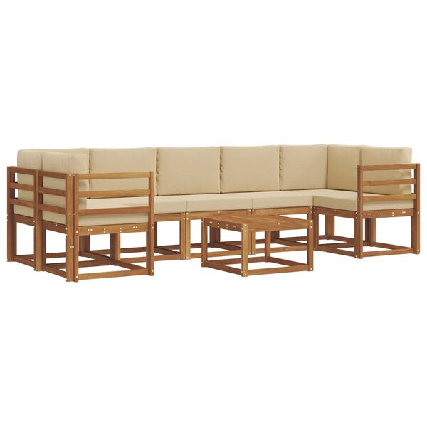 vidaXL Conjunto de sof&aacute;s de exterior con coj&iacute;n 8 pcs Natural y Beige