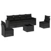 vidaXL Set de comedor de jard&iacute;n 7 pzas y cojines rat&aacute;n sint&eacute;tico negro