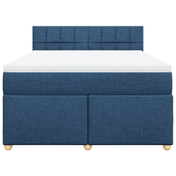 vidaXL Cama box spring con colch&oacute;n tela azul 140x200 cm