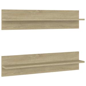 vidaXL Estantes de pared 2 uds contrachapada color roble 80x11,5x18 cm