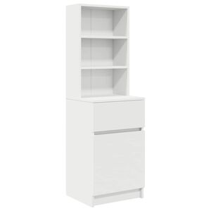 vidaXL Mesilla de noche de madera de ingenier&iacute;a blanca 39x35x125 cm