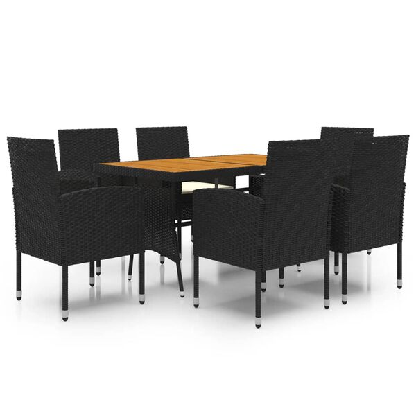 vidaXL Juego de comedor de jardín 7 piezas ratán sintético negro