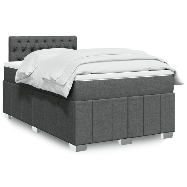 vidaXL Cama box spring con colch&oacute;n tela gris oscuro 120x190 cm