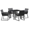 vidaXL Conjunto de Comedor de Jard&iacute;n 5 uds. Negro
