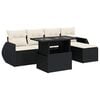 vidaXL Set de sof&aacute;s de jard&iacute;n 6 piezas y cojines rat&aacute;n sint&eacute;tico negro