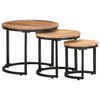 vidaXL Mesitas auxiliares 3 piezas madera maciza de acacia