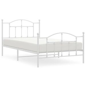 vidaXL Estructura cama sin colch&oacute;n con estribo metal blanco 107x203 cm