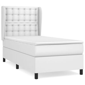 vidaXL Cama box spring con colch&oacute;n cuero sint&eacute;tico blanco 90x190 cm