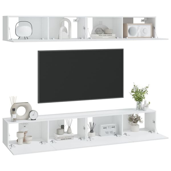 vidaXL Muebles de TV 4 piezas blanco 100x30x30 cm
