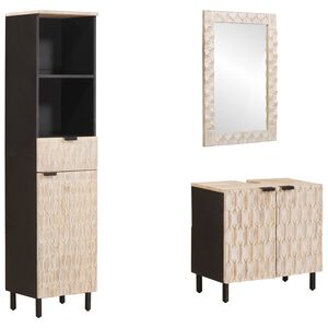 vidaXL Juegos de Ba&ntilde;o 3 pcs Acabado de Lavado Madera de mango maciza