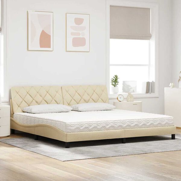 vidaXL Cama con colch&oacute;n tela color crema 200x200 cm