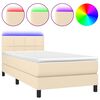 vidaXL Cama box spring colch&oacute;n y luces LED tela crema 80x200 cm