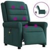 vidaXL Sill&oacute;n reclinable de masaje el&eacute;ctrico tela verde oscuro