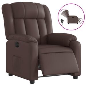 vidaXL Sill&oacute;n reclinable el&eacute;ctrico de cuero sint&eacute;tico marr&oacute;n