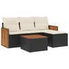 vidaXL Set de muebles de jard&iacute;n 5 pzas y cojines rat&aacute;n sint&eacute;tico negro