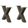 vidaXL Patas para mesa de centro en forma de X (2 unidades), acero natural, 60 x (42-43) cm.