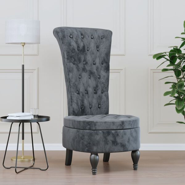 vidaXL Sillón de respaldo alto con botones terciopelo gris oscuro