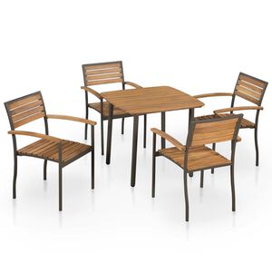 vidaXL Set de comedor de jardín 5 pzas madera maciza de acacia y acero