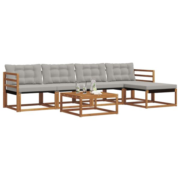 vidaXL Conjunto de sof&aacute;s de exterior 6 pcs Gris Natural y Claro