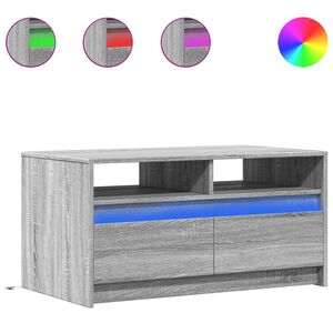 vidaXL Mesa de centro con luces LED madera de ingenier&iacute;a gris Sonoma