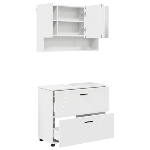 vidaXL Juego de muebles de ba&ntilde;o 2 pcs Madera engineered y metal