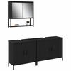 vidaXL Juego de muebles de ba&ntilde;o 3 pcs Negro Madera contrachapada