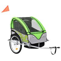 vidaXL Remolque para bicicletas y cochecito 2 en 1 verde y gris
