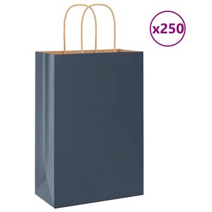 vidaXL Bolsas de papel con asas 250 uds azul 21x11x31 cm