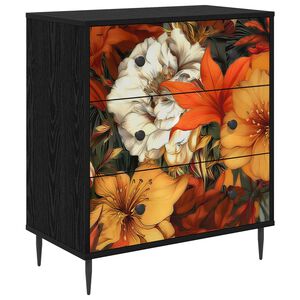 vidaXL Cajonera GENNEP Estampado de lirios 66 x 36,5 x 76 cm