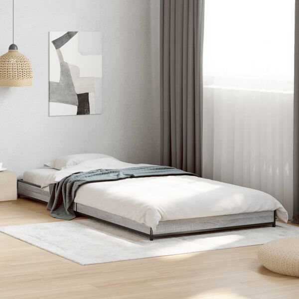 vidaXL Estructura cama madera ingenier&iacute;a metal gris Sonoma 100x200 cm