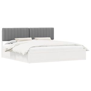 vidaXL Estructura de Cama con Cabecera Tapizada Gris Claro