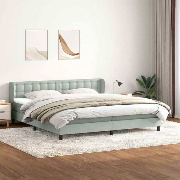 vidaXL Cama box spring con colchones terciopelo gris claro 180x210 cm