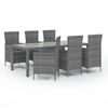 vidaXL Set de comedor de jard&iacute;n 7 pzas y cojines rat&aacute;n sint&eacute;tico gris