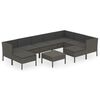 vidaXL Set de muebles de jard&iacute;n 10 pzas y cojines rat&aacute;n sint&eacute;tico gris