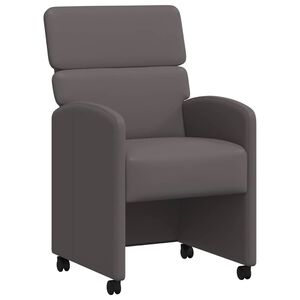 vidaXL Sillas de Comedor con Ruedas 2 uds. Cuero sint&eacute;tico Gris